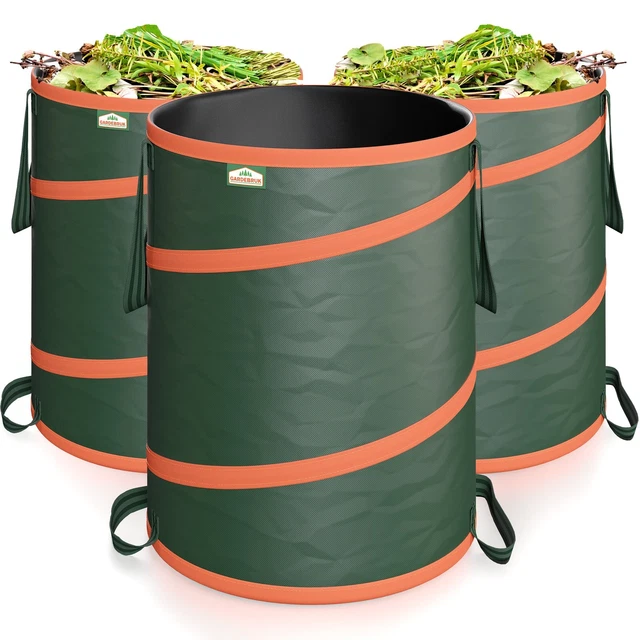 Gartenabfallsack Popup 3x85L zuschnürbar Garten Laubsack Rasensack Gartentasche