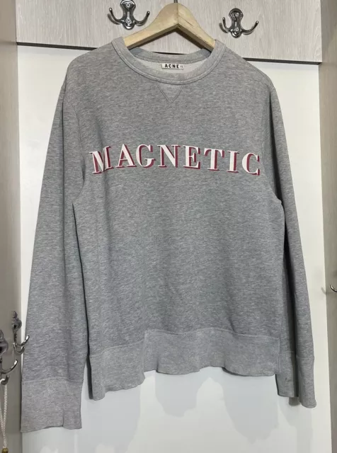 Acne Studios Nick Print Magnetic Sweatshirt Men’s M sz Melange Gray Jumper