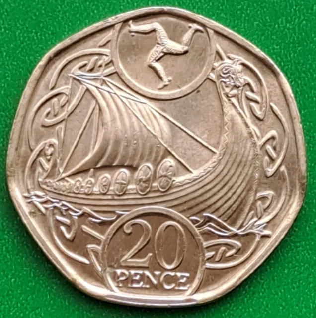 🇮🇲UNC 2020 VIKING BOAT Ship Isle of Man IOM 20p coin Twenty pence Uncirculated