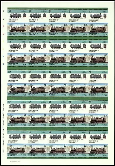 1890 JNR Class 2120 0-6-2T (Japan Railways) Imperf/Imperforate Train Stamp Sheet