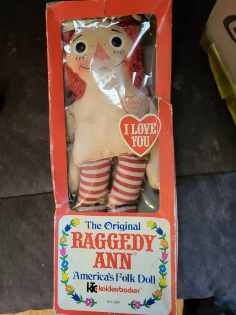 1971 The Original Raggedy Ann Rare Plush Doll Knickerbocker 0001 I Love You