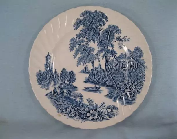 The Ferry Blue Bread & Butter Plate Ironstone By Swinnertons Scalloped Edge (O3)