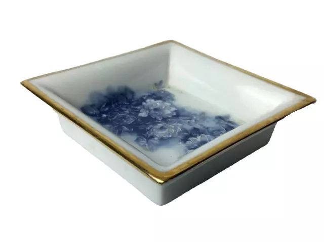 Tray Porcelain Of Limoges Decoration Blossom Blue And Gold Manufacture Artisan