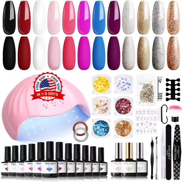 Paquete De Uñas Acrílicas Kit Profesional Set Gel UV 12 Colores Esmalte Fabuloso