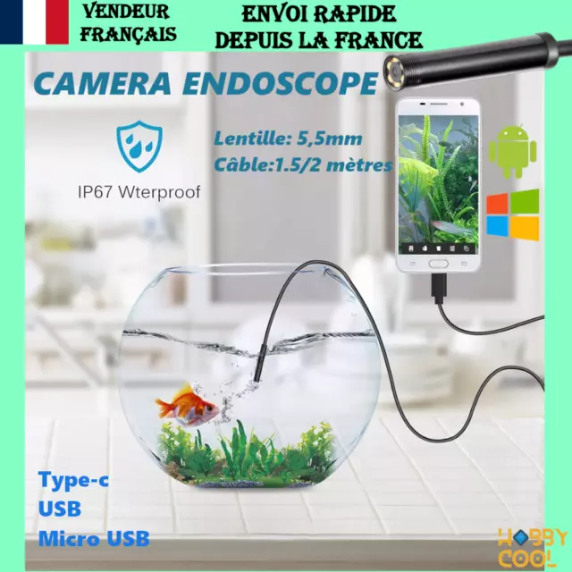 Caméra endoscopique 3-en-1 Android étanche WATERPROOF IP67 avec éclairage à LED