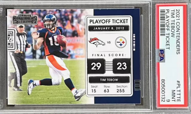 2021 Panini Contenders Playoff Tim Tebow #PLTTTE PSA 9 MINT (RARE: Population 1)