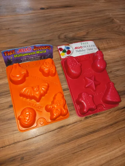 Lote de moldes de caramelo vintage de gelatina y gelatina de Halloween y Navidad de colección