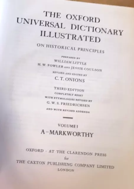 The Oxford Universal Dictionay Illustrated (2 volumi) - William Little 1973 2