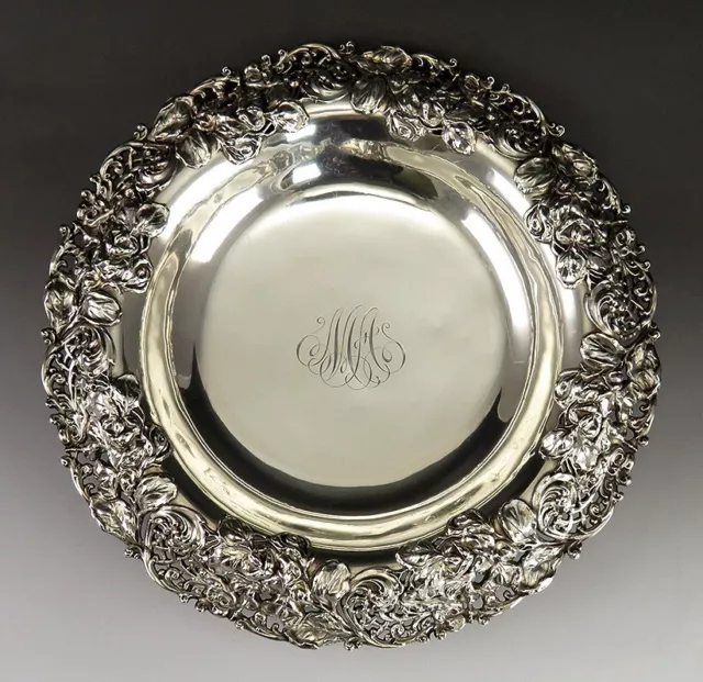 Gorgeous Antique c1900 Sterling Silver Gorham Openwork Floral Centerpiece Bowl