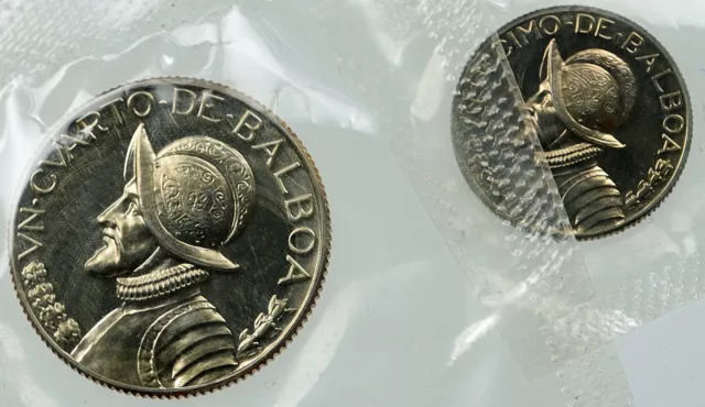 1969 PANAMA Vintage 1/4 & 1/10 Balboa Proof Lot of 2 Coins Sealed GIFT i116474