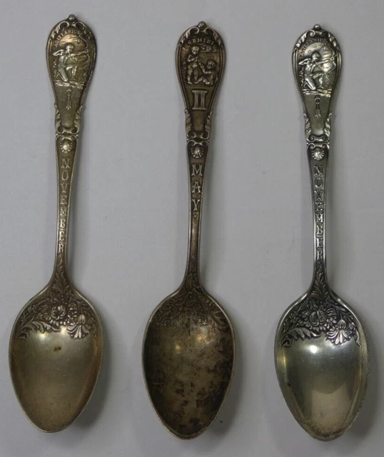 Gorham Zodiac Souvenir Spoons May & Nov Sagittarius/Gemini .925 Sterling Silver