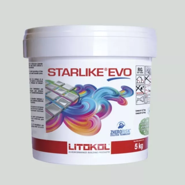 Litokol Starlike Evo 105 Bianco Titanio Gris Plata Epoxi Pegamento Fuga 5kg