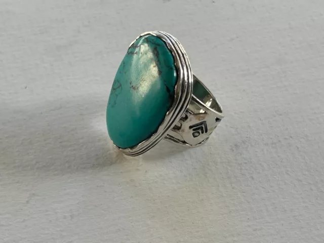 Vintage Silpada Large Sterling Silver Turquoise Ring Southwest Signed 0.76" Dia