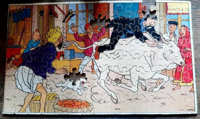 Hergé - Puzzle en bois, Tintin au Tibet ( Haddock vache sacrée ) - Années 50