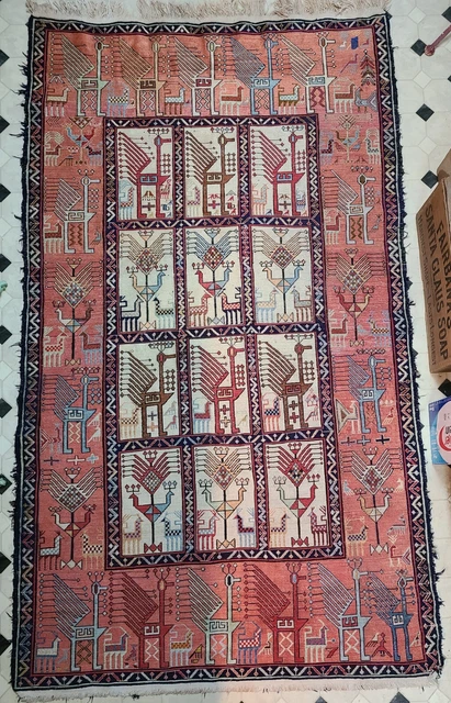 Fine Soumak Weave Kilim Tribal Persian Silk Handmade Oriental Rug Carpet Vintage Fine Soumak Weave Kilim Tribal Persian Silk Handmade Oriental Rug Carpet Vintage