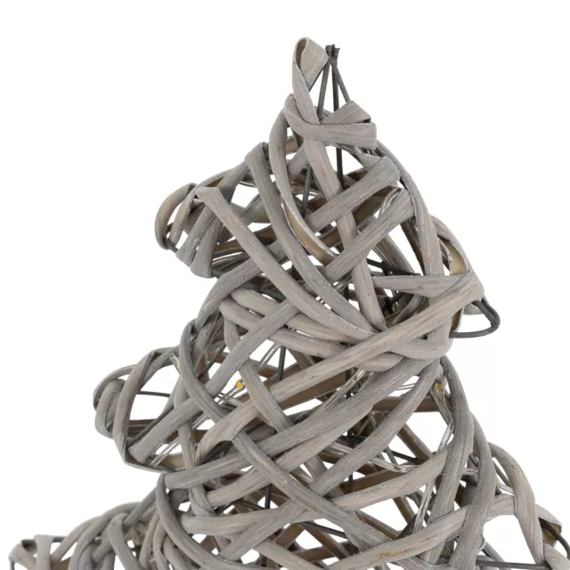 Árbol de navidad decorativo 30cm con luces LED Arbolito gris ornamental de ratán 3