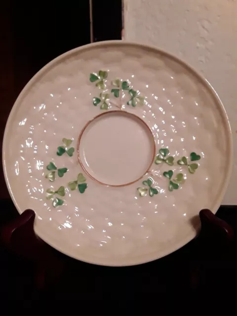 Irish Belleek 2Nd Black Mk Shamrock Saucer