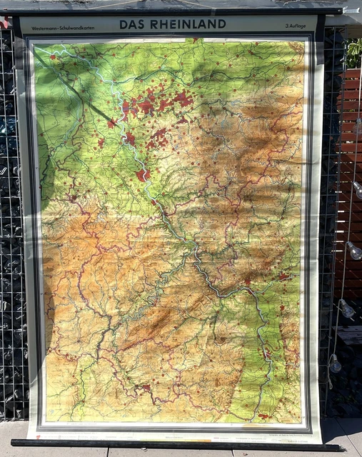 THE RHINELAND DIERCKE Roll Map School Wall Map Teaching Chart 217x168cm ...
