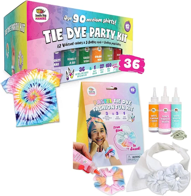 Ahorra 10% en Tie Dye 36 piezas y paquete de 3 kits de Scrunchies