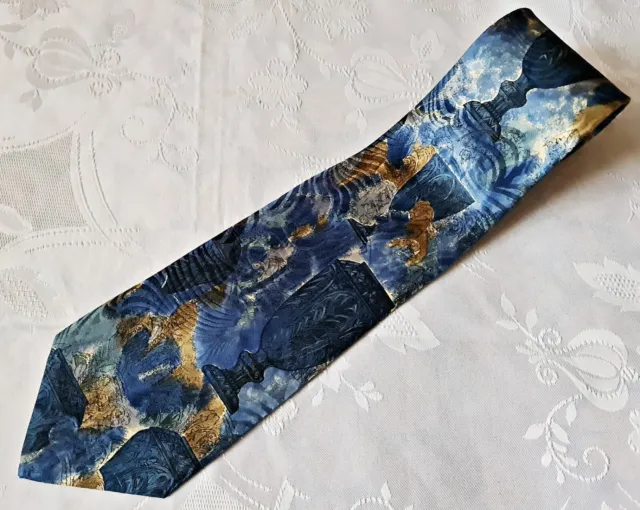 Gents Italy Vintage Authentic Pascal Morabito Blue Silk Men's Neck Tie