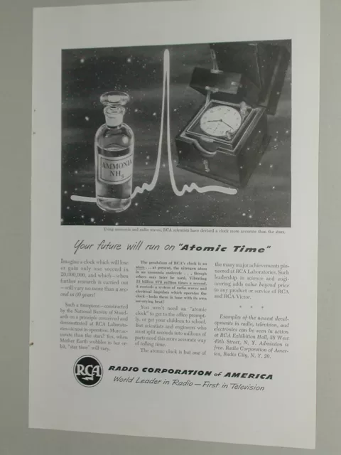 1949 RCA advertisement, Atomic time, Radio Corporation of America,