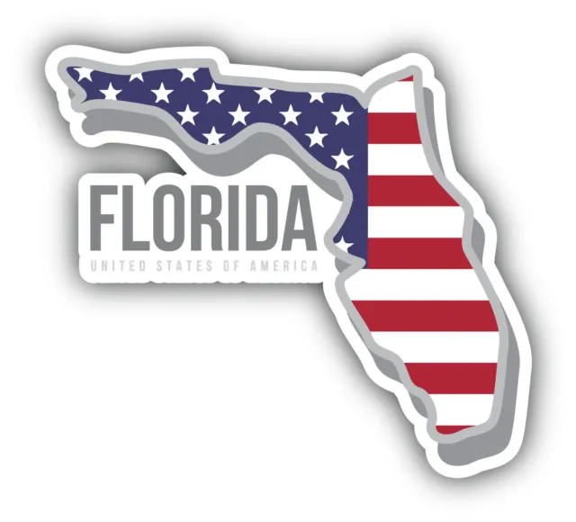 Florida State Map USA America Flag Vinyl Sticker Car Bumper Decal