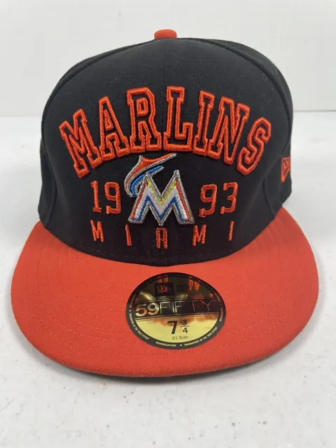 New Era • 59Fifty • 1993 Miami Marlins • Baseball Hat • Black & Orange Sz 7 3/4
