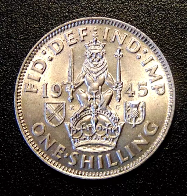 1945 Great Britain British England King George VI  SILVER shilling coin BU
