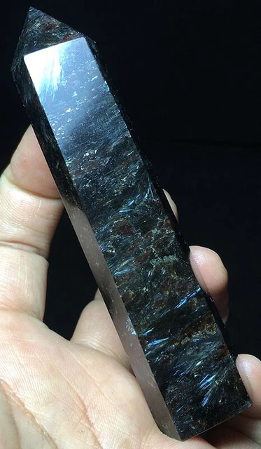 98g Gold Flash Russian Astrophyllite With Garnet & Pyrite Point Healing H534