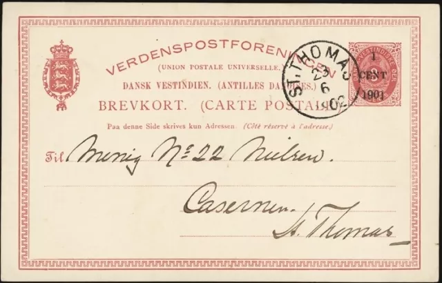 Danois West Indies, 1902. Envoie Carte UX6, St.Thomas Local