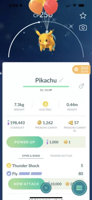 Pokémon Go * Shiny Pikachu Flying with Balloon - Male or Female * TRADE Go