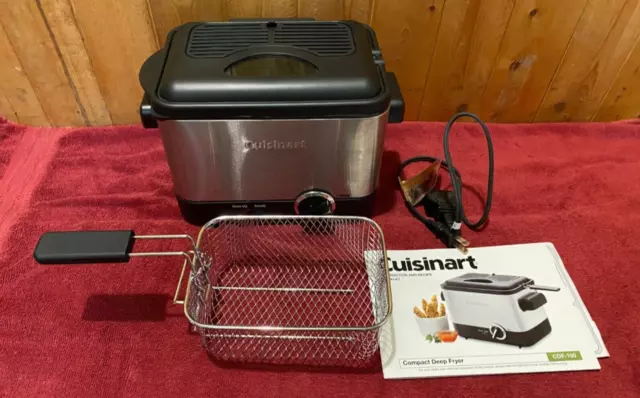 CUISINART Fry Deep Fryer 1.1 liter 375 DEGREES Stow Away Basket CDF-100 compact