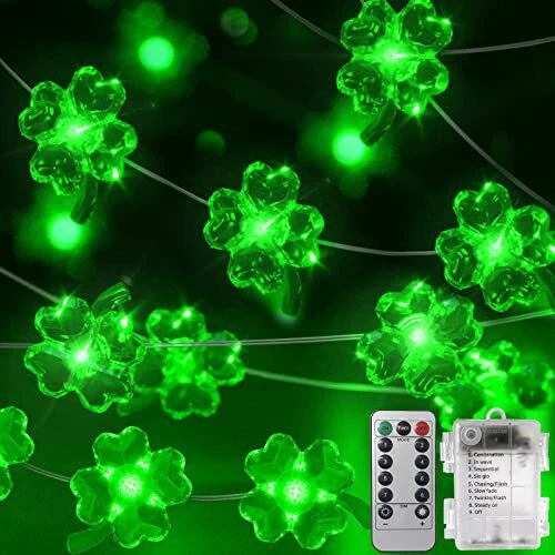 St Patricks Day Decorations Lights - Green String Lights Battery Operated