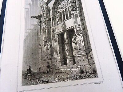 Saint Eustache Cathedral Paris France Church Door Antique Engraving Print 1830 3