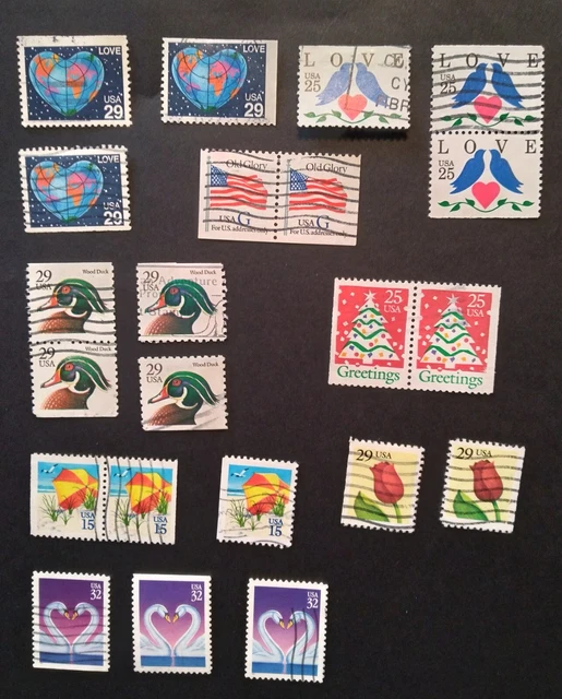 USA  Fundgrube kleines Lot Heftchenmarken, Paare und Einzelmarken, gestempelt
