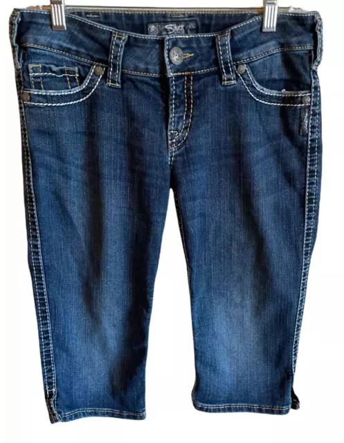Silver Jeans Co Mckenzie Crop  Blue Jean Shorts S0751 Women SZ W30 Stitching