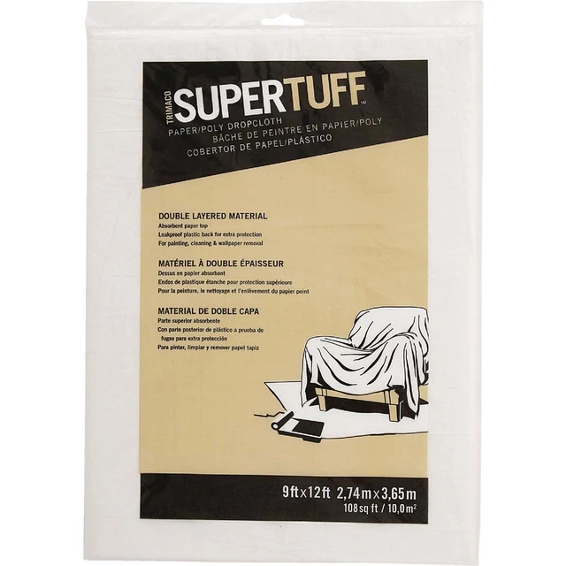 Trimaco SuperTuff Plastic 9 Ft. x 12 Ft. 2 Ply Drop Cloth 02301 Trimaco