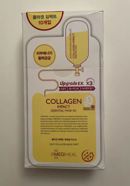 Nueva máscara esencial de impacto de colágeno MEDIHEAL EX. Actualización x3. (10 piezas) [vendedor de EE. UU.]