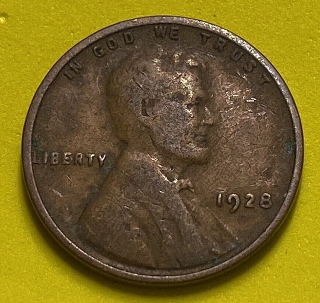 1928-P USA Lincoln Head Penny - 1928 P Small Wheat Cent - Nice Details - FFF