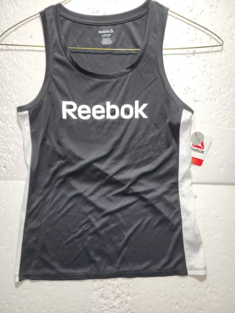 Reebok T-Shirt Womens Small Silky Black Athletic Tank Top Sleeveless Tee Shirt