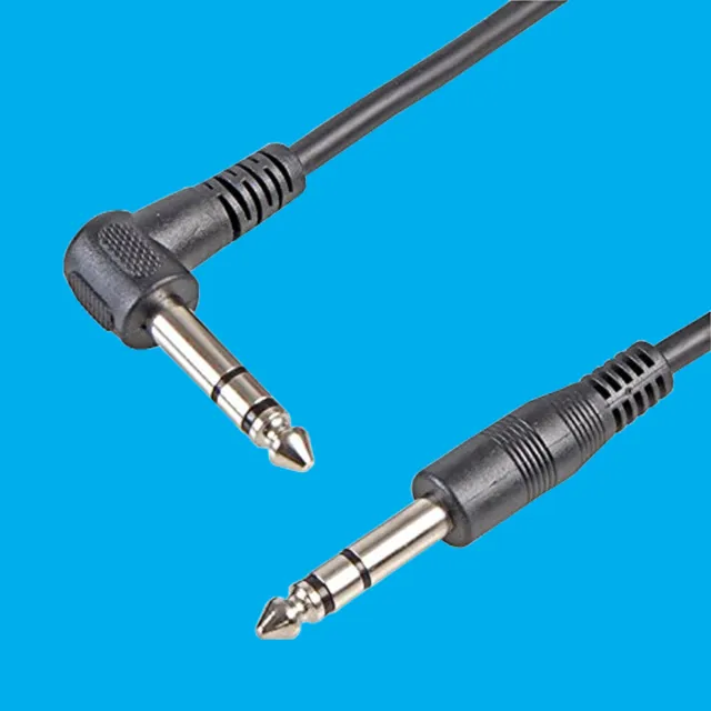 1x 2m 6.35mm to 6.35mm 1/4" Right Angle Stereo Plug Audio Jack AUX Cable HIFI