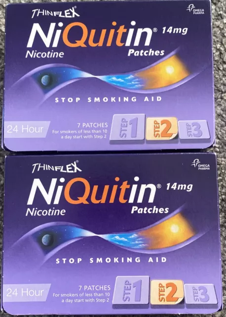 NiQuitin CQ Original Patches (Step 2) 14mg x 7 (2 Boxes) Exp 10/2023