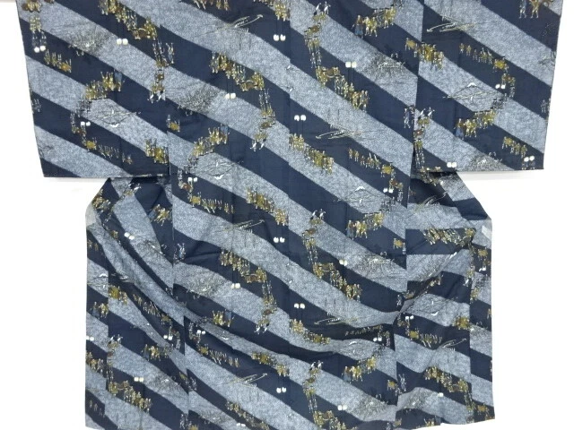 37018# Japanese Kimono / Hitoe Mens Juban / Daimyos Procession