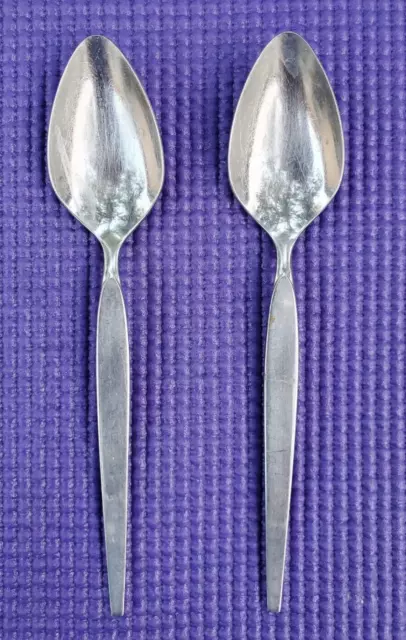 2-Oneida Community SATINIQUE OLDER Stainless TEASPOONS 6"