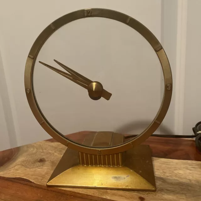 Vintage Jefferson Golden Hour Electric Clock 1950s Mid-Century Working *Read Des