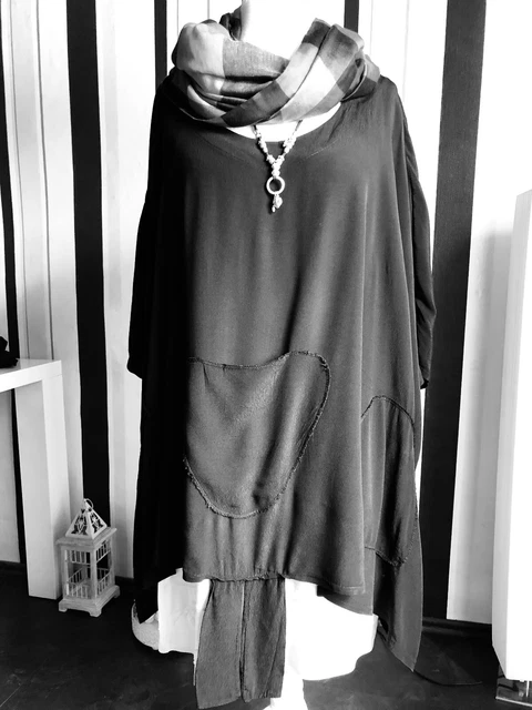 Look A Strati Campana Tunica Lunga Karma Nero Strass 42 44 46 48 - Foto 3