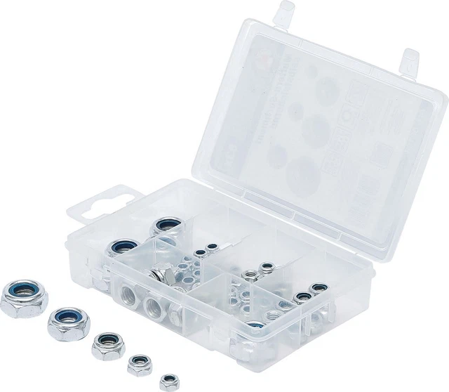 Assortimento dadi fai da te BGS, autosicuranti, metrici, M4 - M12, 53 pezzi