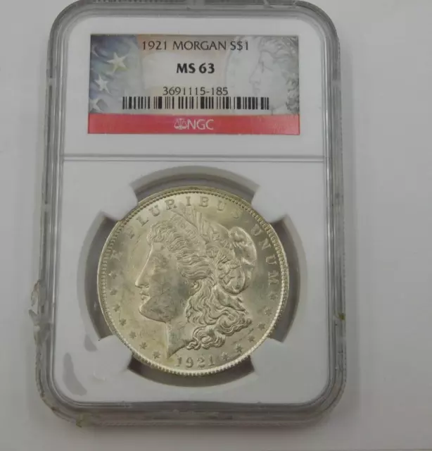 1921 P US Mint Morgan Silver $1 Dollar Coin Certified NGC MS63 ~ (548)