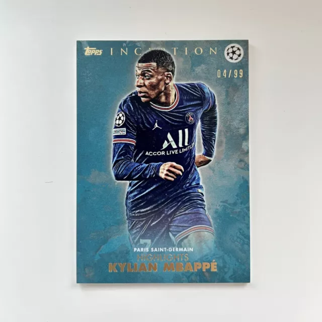 2021-22 Topps UEFA Inception Kylian Mbappe Aqua Parallel /99 Paris Saint-Germain
