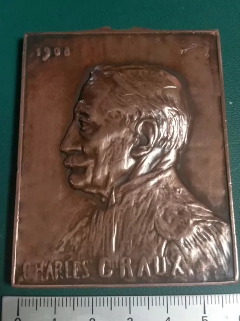 Tres Rare.médaille De Bronze "Charles Graux 1908"Franc Maçon Signée "P.braecke"